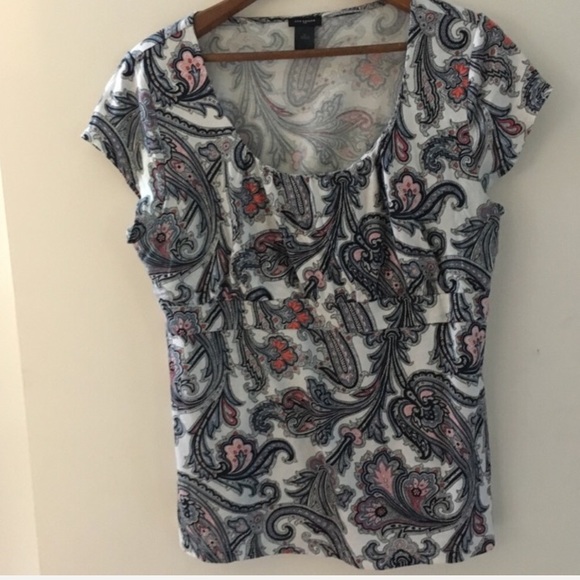 ANN TAYLOR paisley scoop neck refined t shirt - Picture 6 of 6